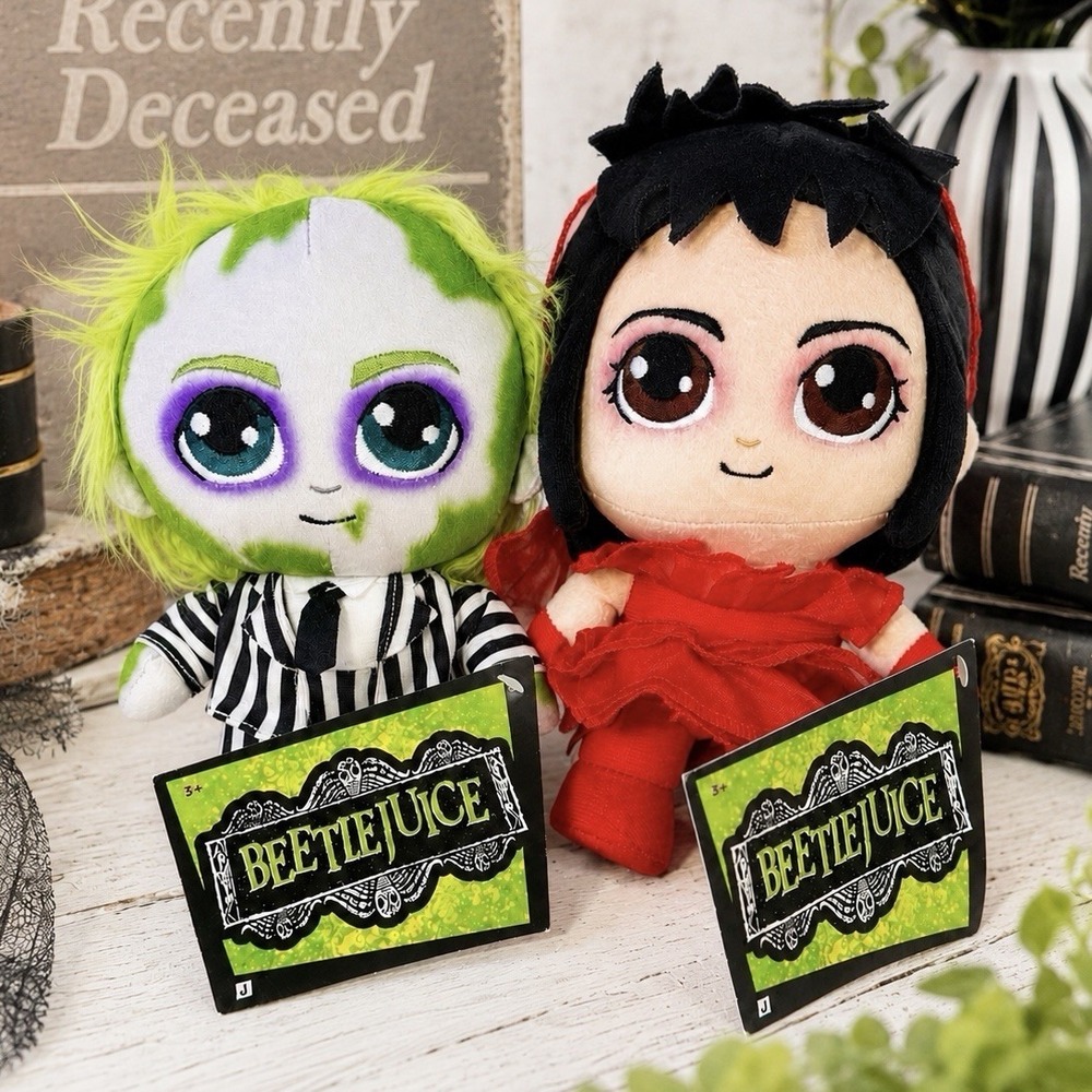Beetlejuice & Lydia Plush Doll Set Jazwares 2025 8" Warner Bros Halloween NWT